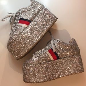 Dolls Kill Cape Robbin Silver Platform Sneakers